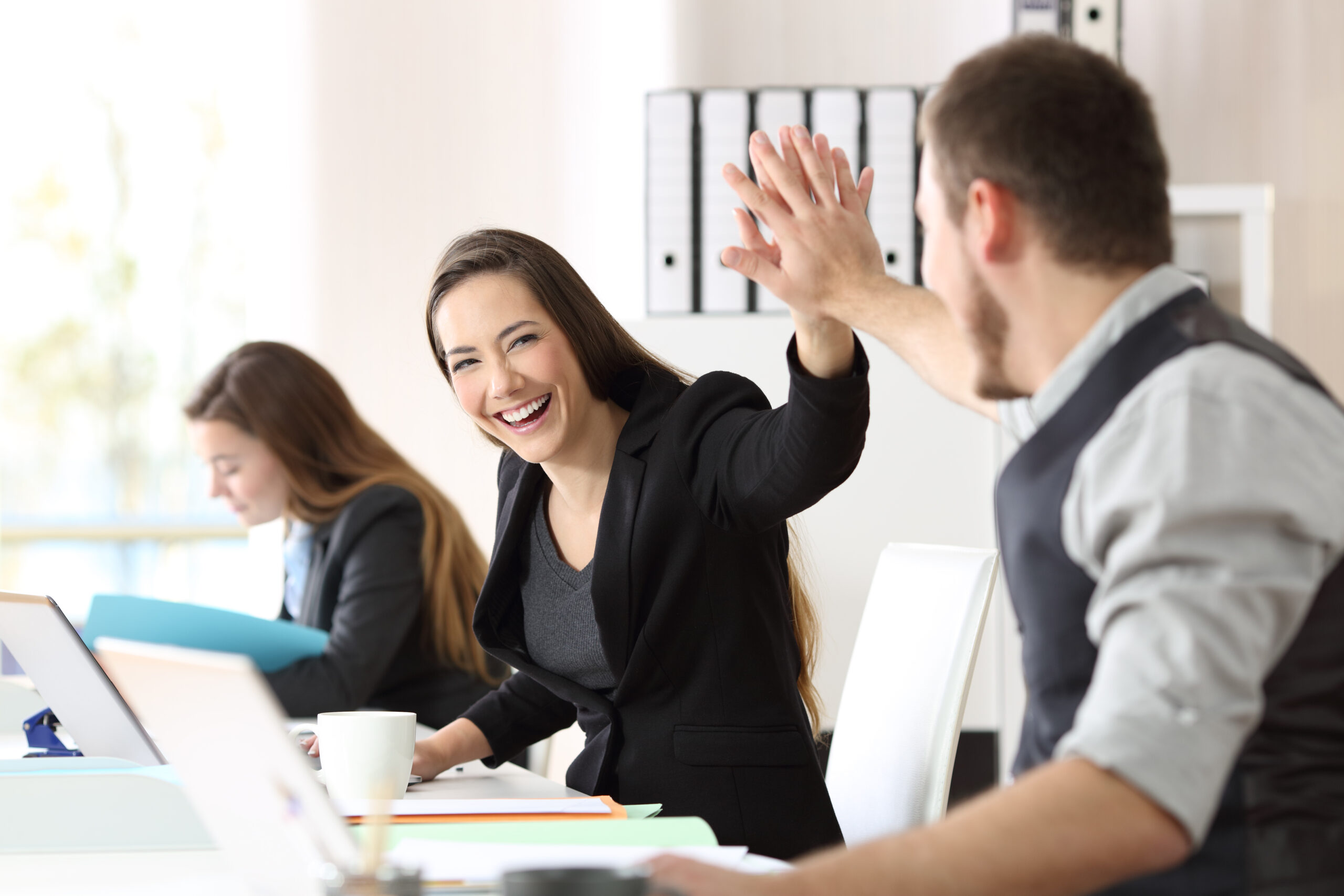 office workers with positive attitude